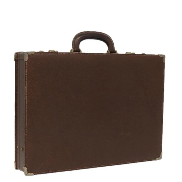 GUCCI Attache Case Trunk Leather Brown Gold - Picture 1 of 15